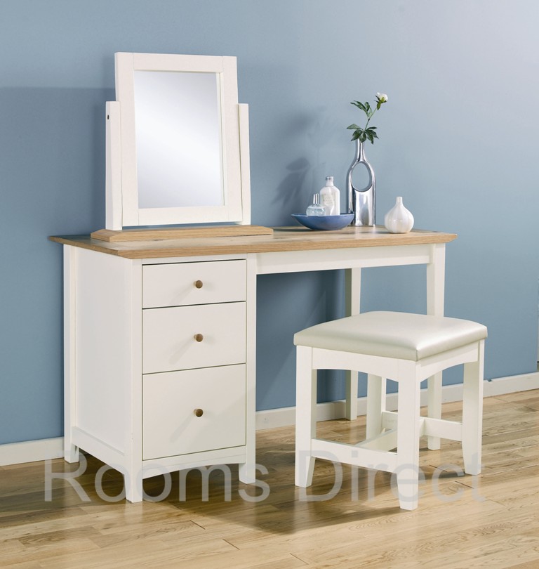 Alaska Painted Oak Dressing Table Stool and Mirror - Click Image to Close